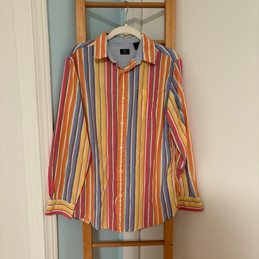 First Wave Striped Casual 90s Vintage Button Down Shirt